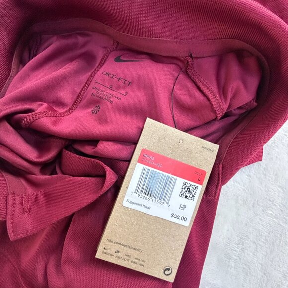 Nike Mens Dri-Fit Red Short Sleeve Golf Polo Shirt Large Sporty Casual New $58 - Picture 3 of 8